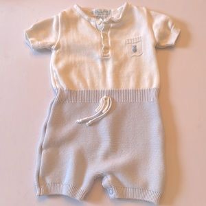 EUC Feltmans Bros Knit One Piece Easter Bunny White/Light Blue Size 9 months